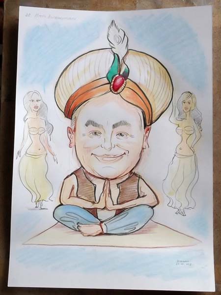 шарж по фото факира на ковре-самолете в Минске