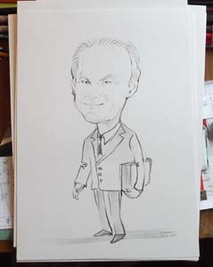 шарж по фото сотрудника с папкой в Минске на свадьбе