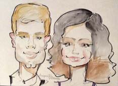 Шарж Андрея и Любви акварелью от Михаила Шабалина